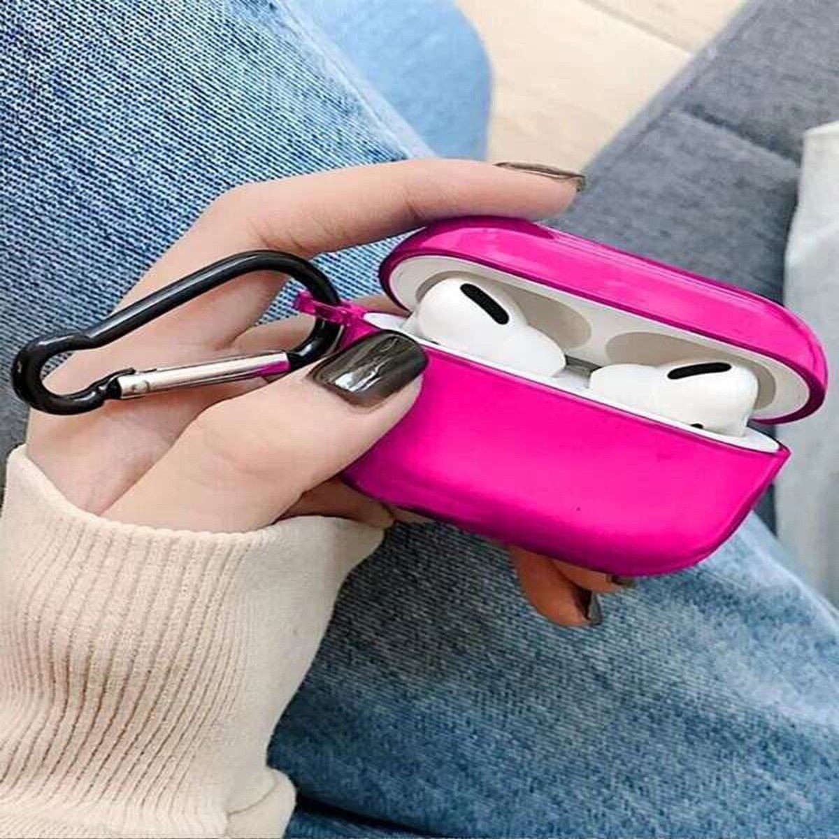 Fancy Cases - AirPods Pro - Pink Neon Case with Holder