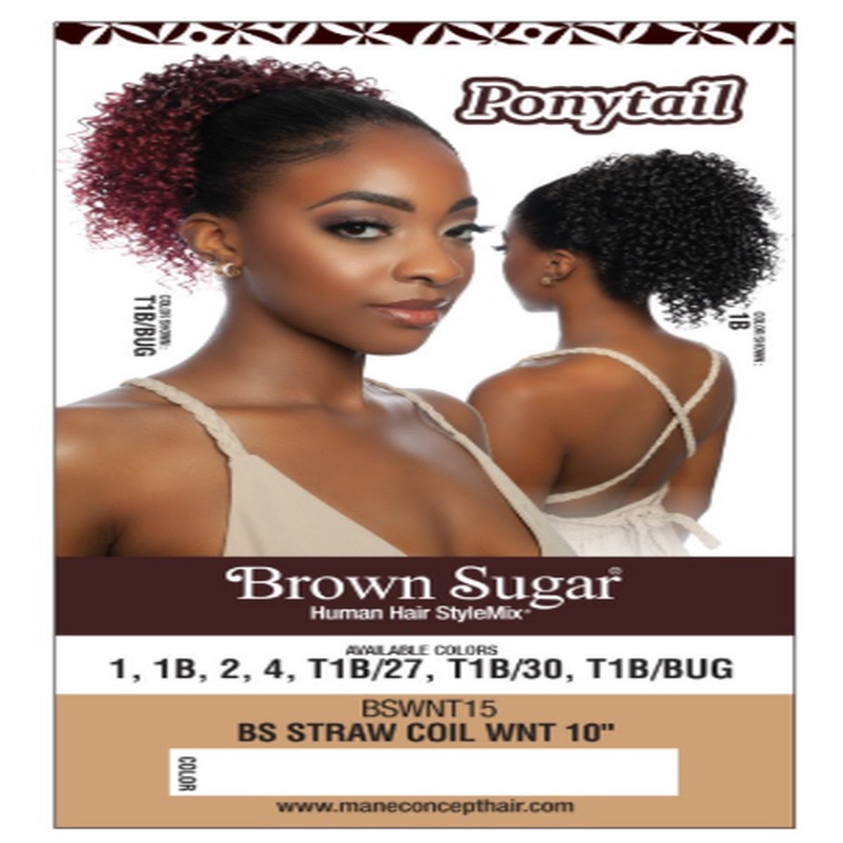 Mane Concept Brown Sugar Ponytail "BSWNT15 Straw Coil WNT 10" #T1B/27