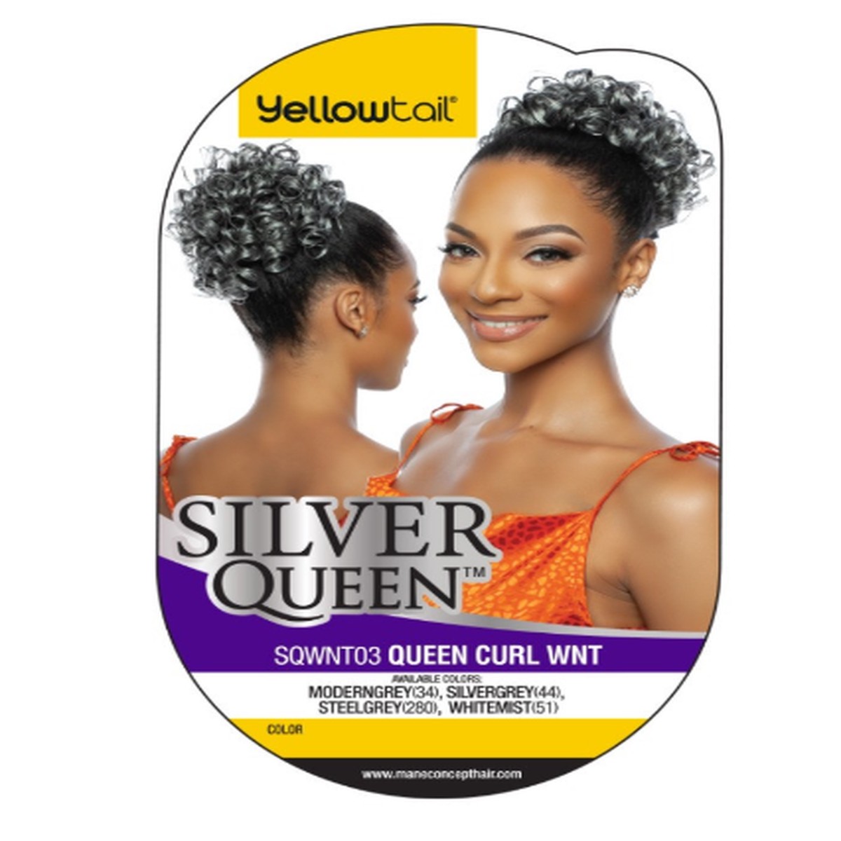 Yellow Tail Silver Queen "SQWNT03 Queen Curl" #SteelGrey(280)