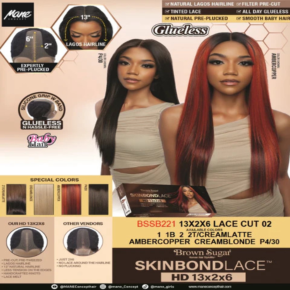 Mane Concept Brown Sugar "13x2x6 Lace Cut 02" #1