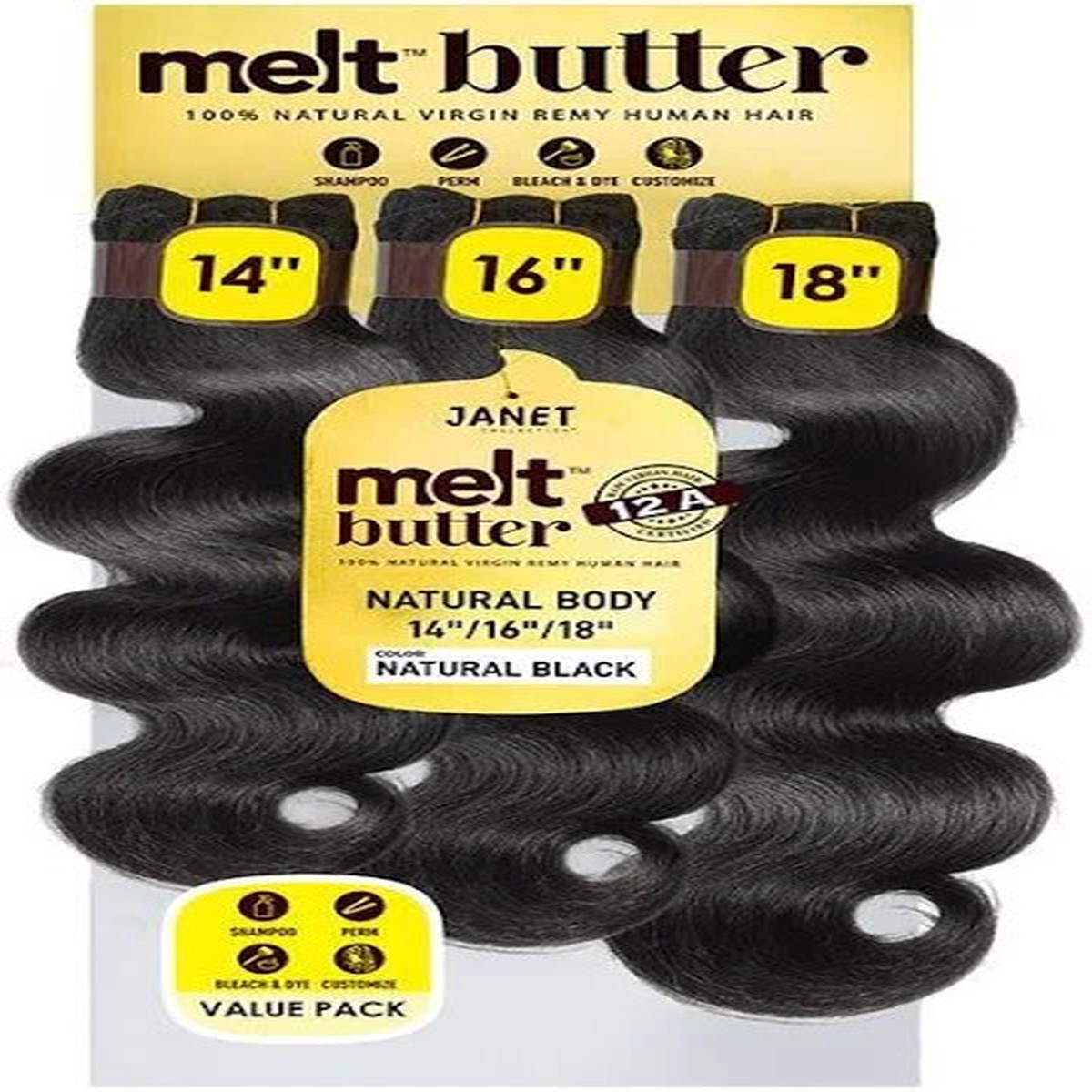 Janet Melt Butter 16/18/20 "Natural Body" #Natural Black
