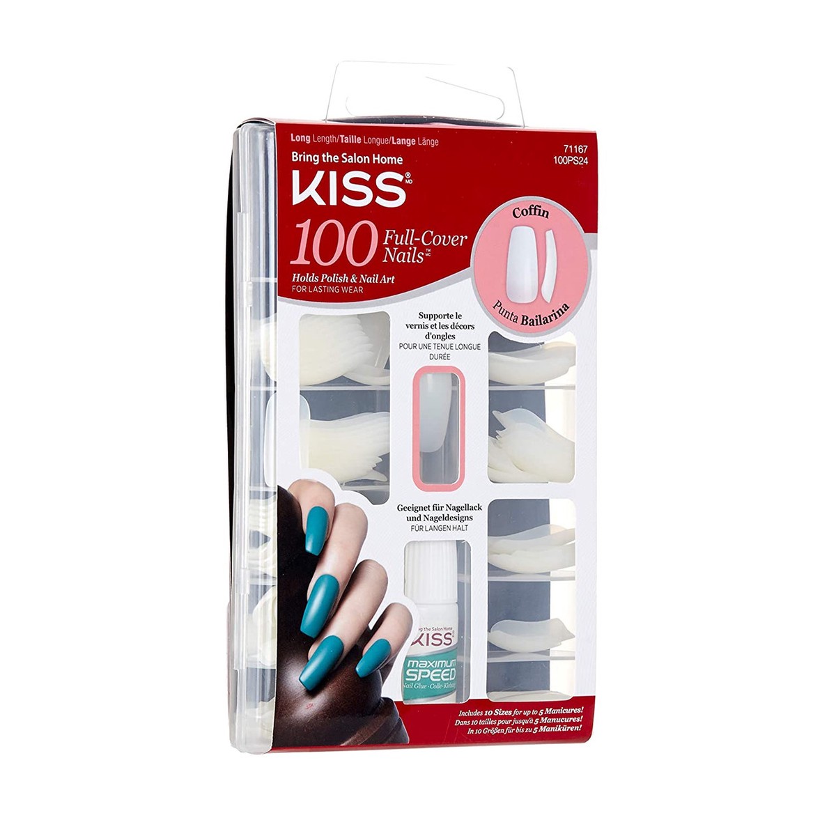 Kiss 100 Full-Cover Nails Coffin #71167 100PS24