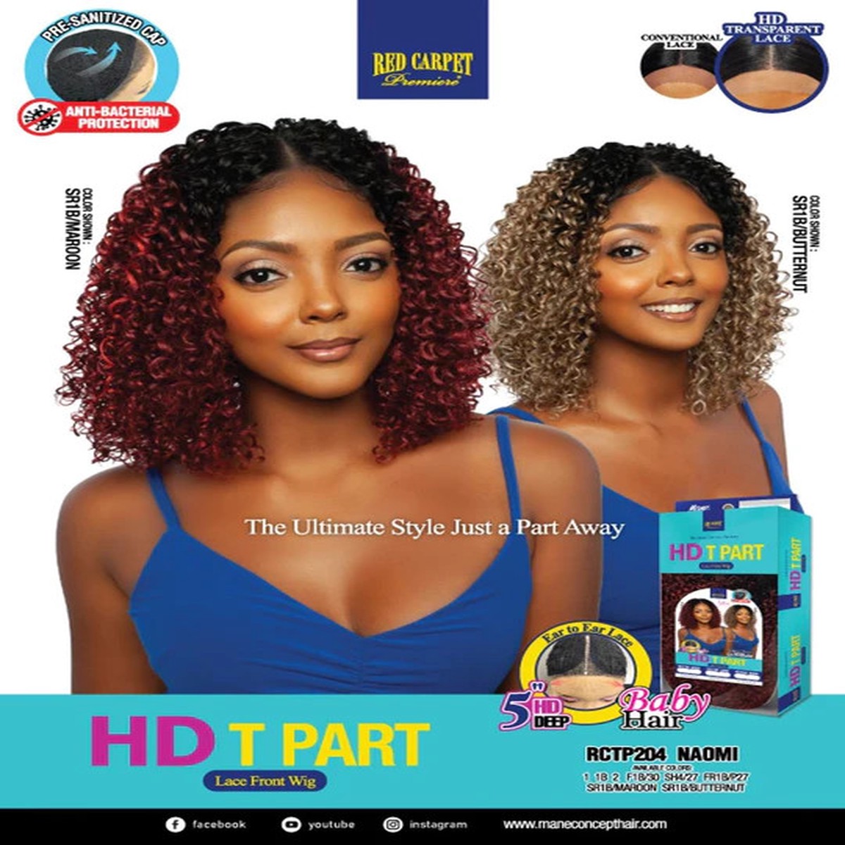 Mane Concept HD T Part "Naomi" #SR1B/MAROON