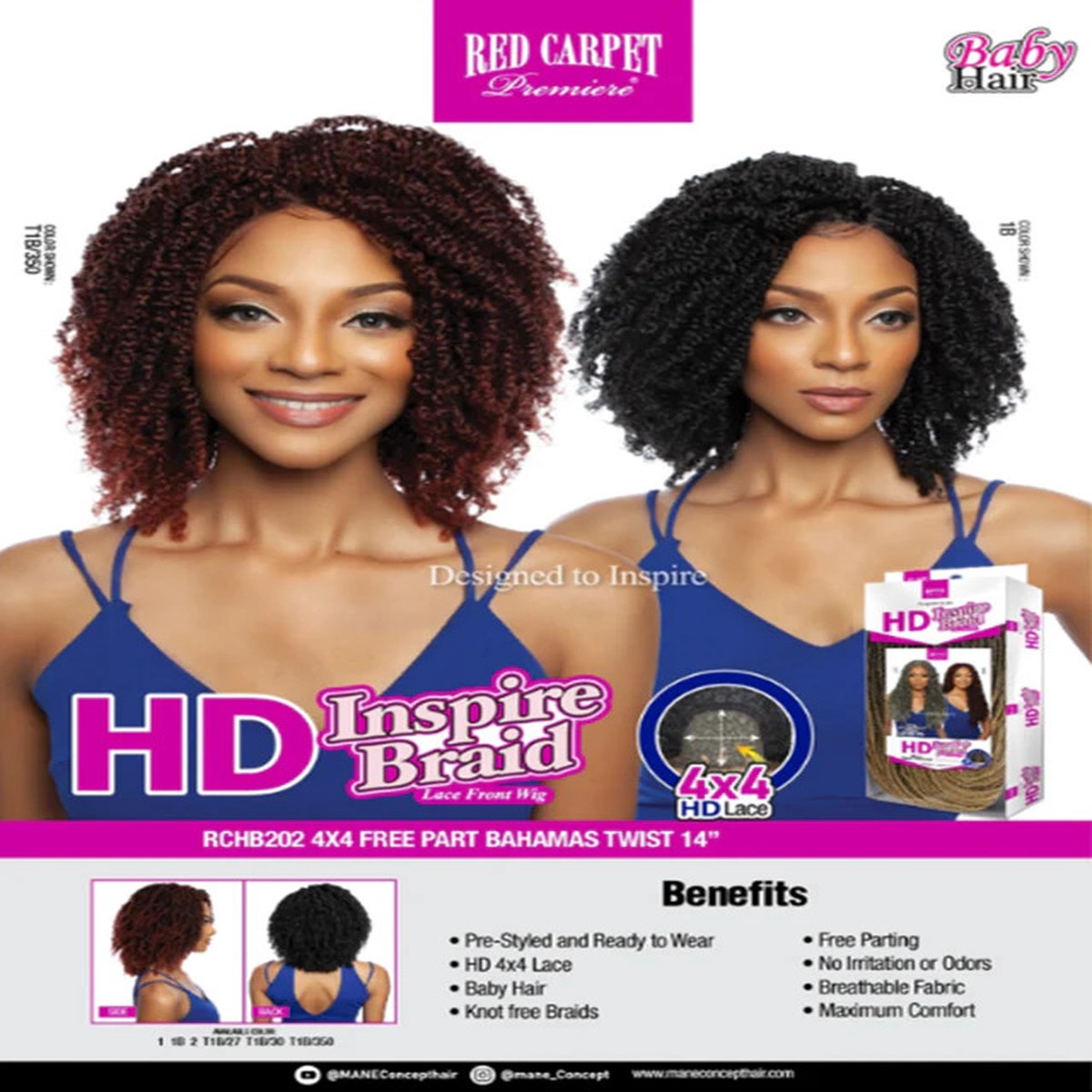 Red Carpet HD Inspire Braid RCHB202 Bahamas Twist 14" #T1B/30