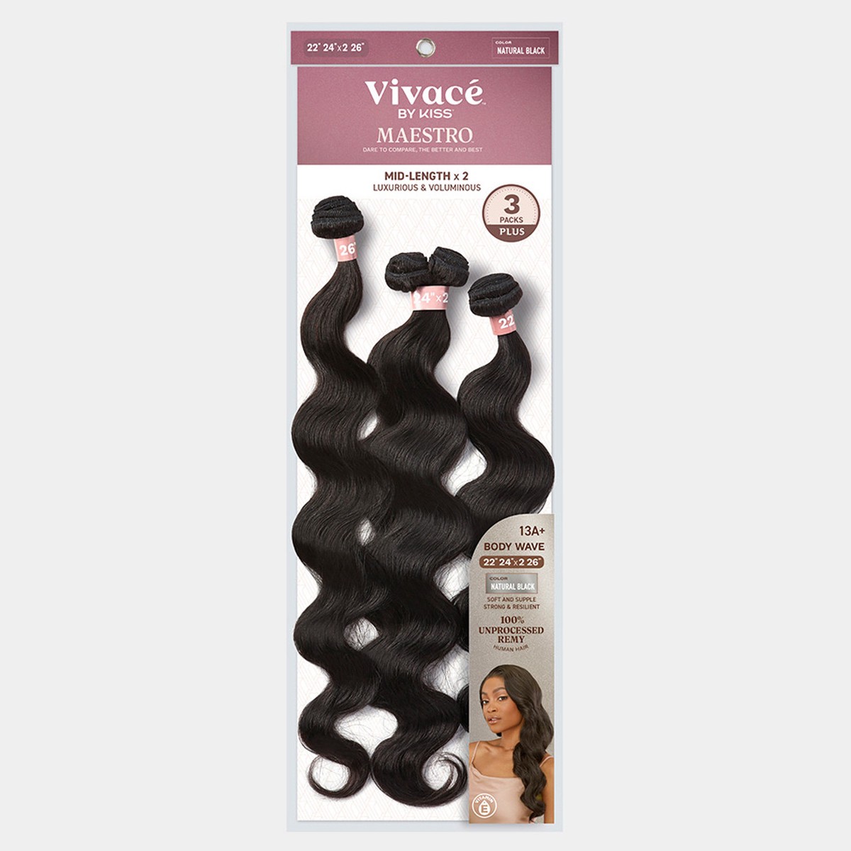 Vivace Maestro Body Wave 20.22.22.24 #NaturalBlack