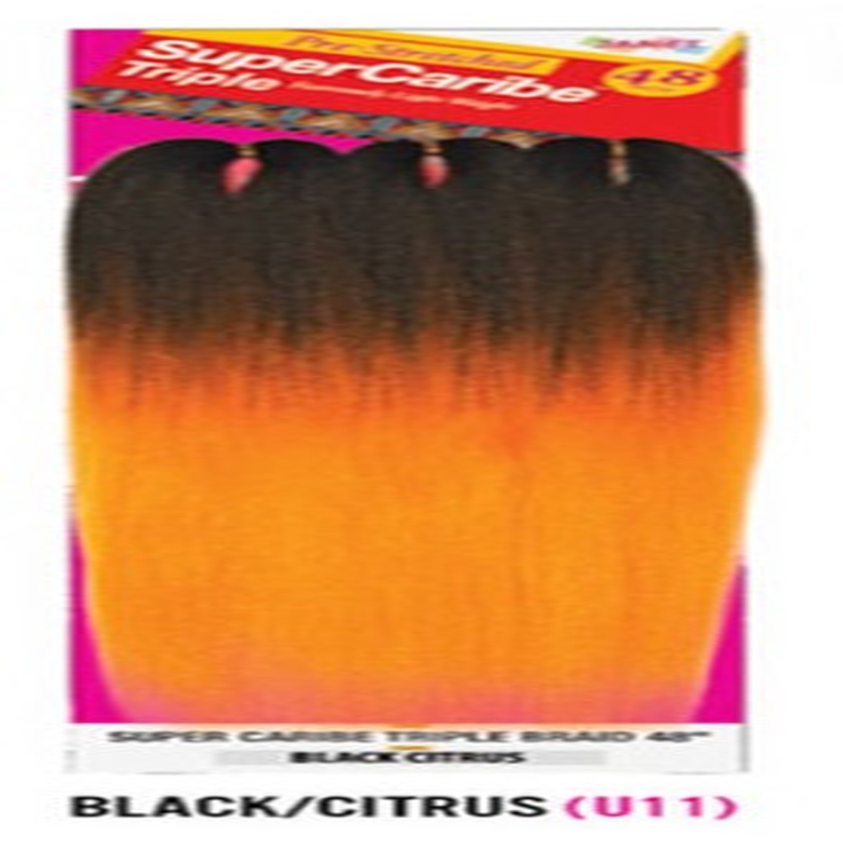Janet Unicorn Braid 48" Pre Stretched #Black/Citus