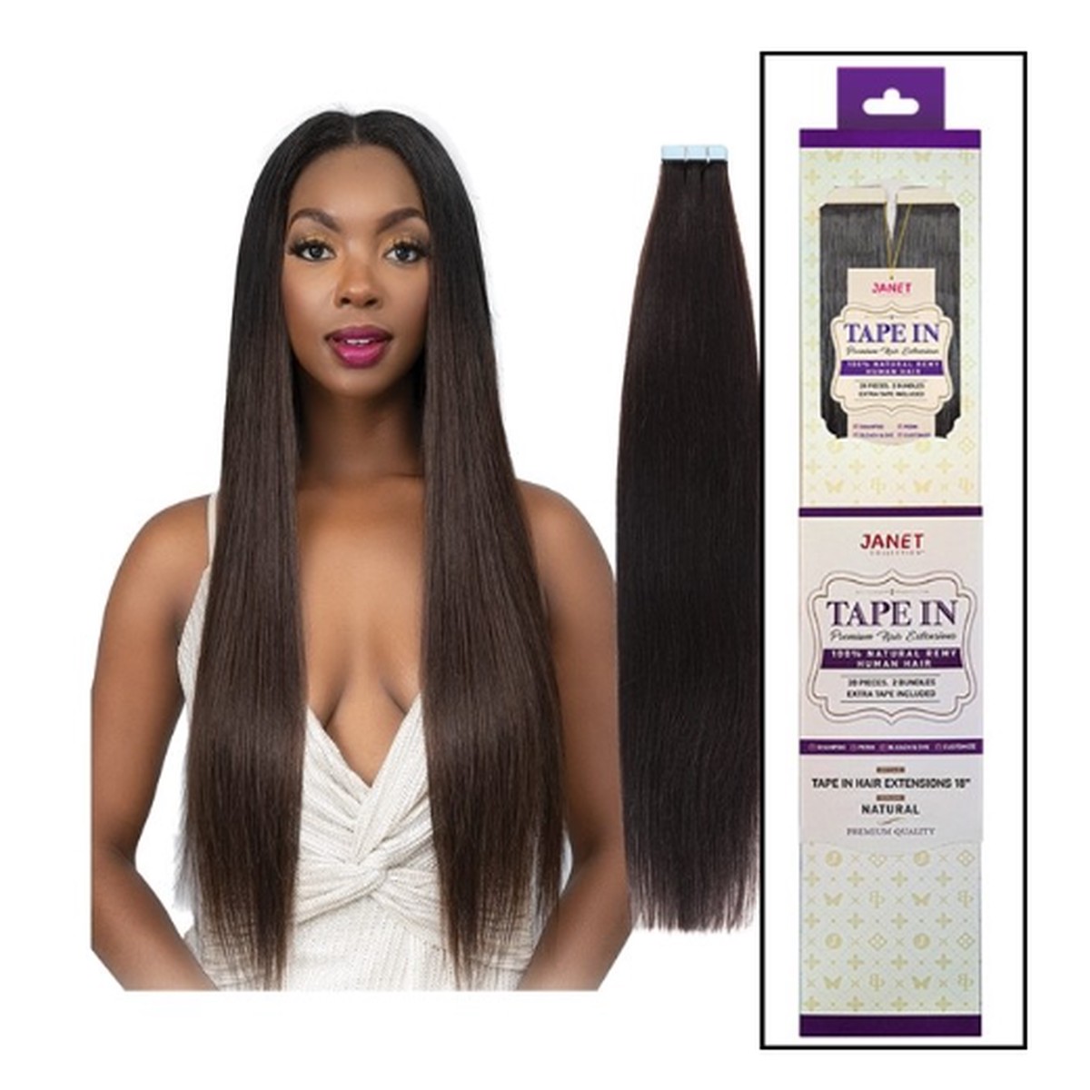 Janet Remy Tape In Weave 18" - #Natural