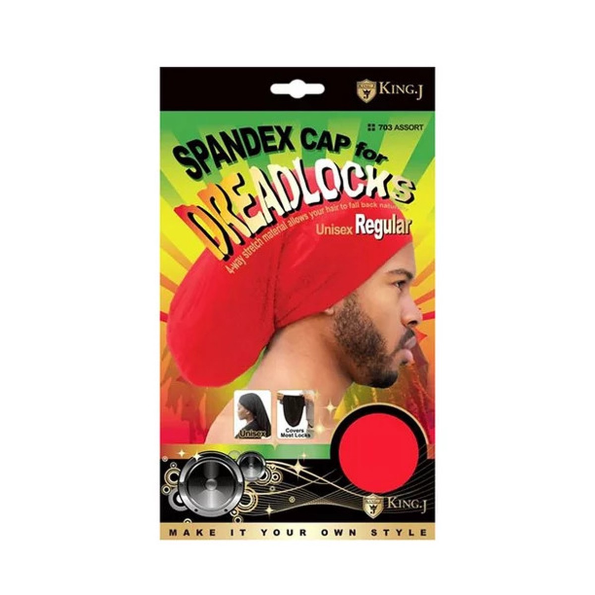 King.J Spandex Cap For Dreadlocks 703 Asst