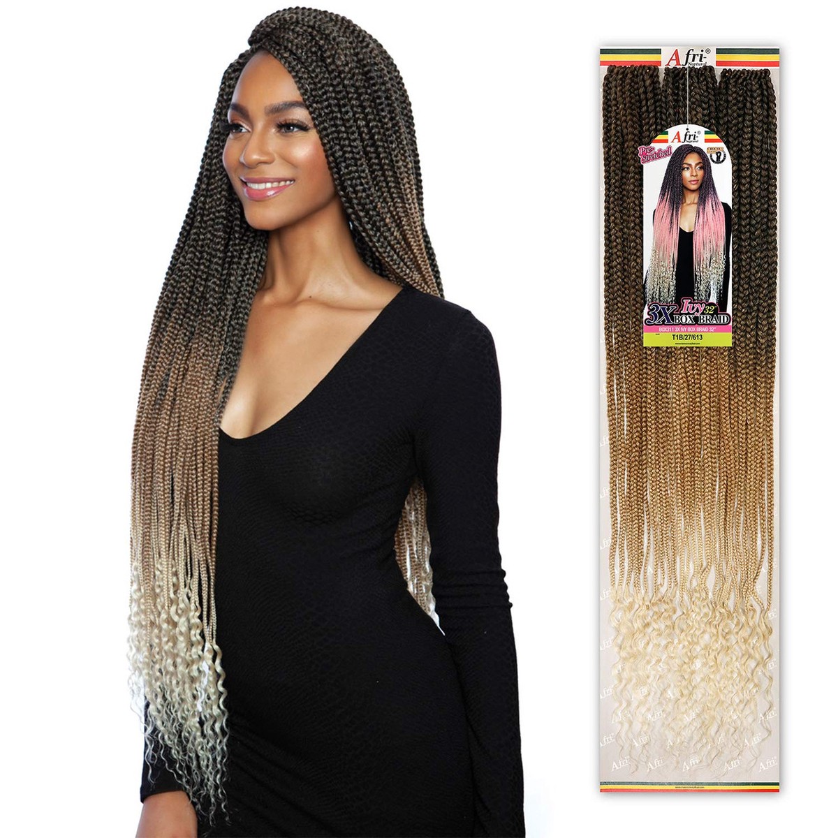 Afri 3X Ivy 32" Box Braid #1B