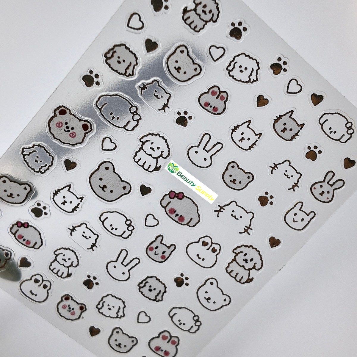 White and Gold Bear and Dog Sticker Decal