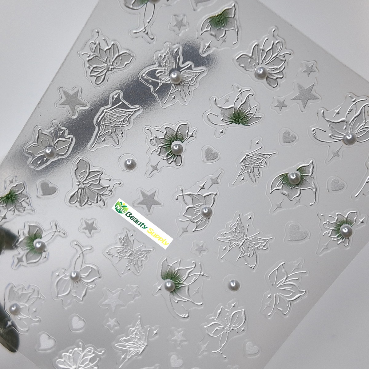 White and Green Butterfly Sticker Decal