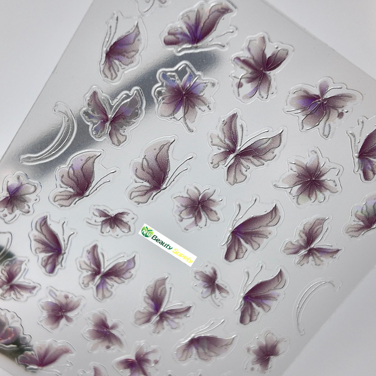 White and Purple Floral Butterfly Sticker Decal