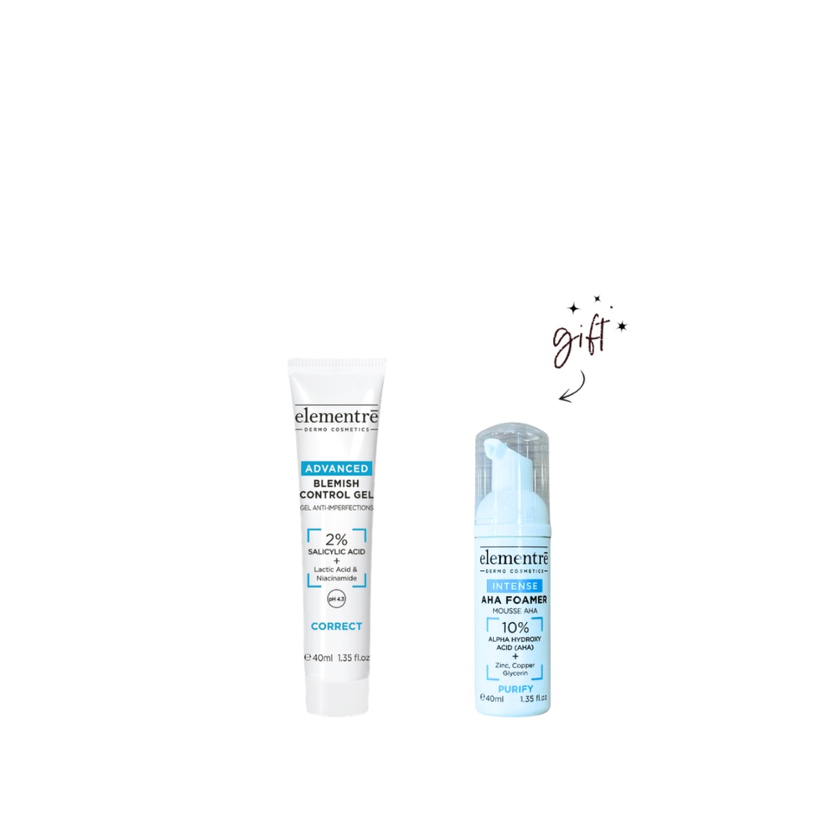 Elementre 2% Salicylic Acid Blemish Gel Bundle + Free AHA Foamer