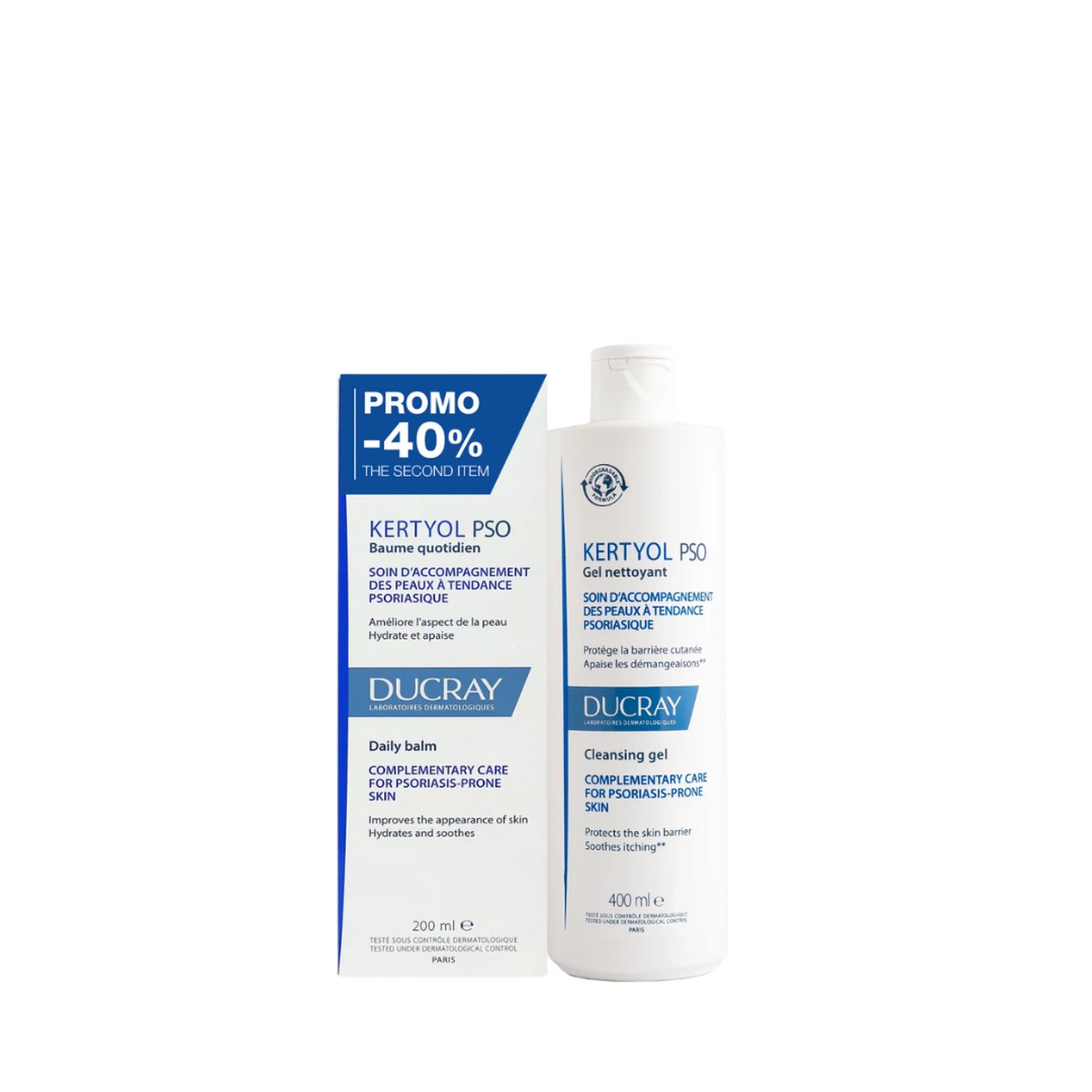 Ducray Kertyol PSO Cleansing Gel + Baume Quotidein At 40% Off Set
