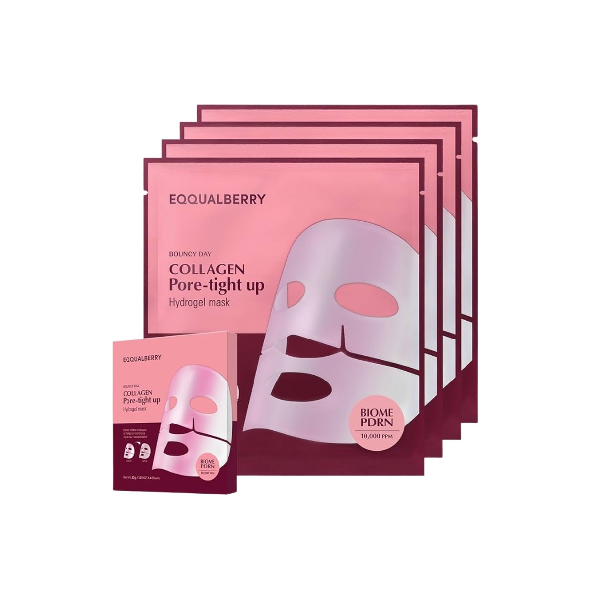 Eqqualberry Collagen Pore-Tight Up Hydrogel Mask - Pack of 4 masks