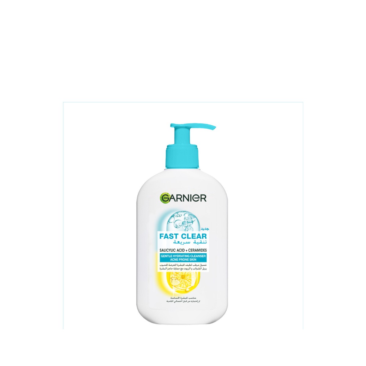 Garnier Fast Clear Gentle Cleanser Hydrating Face Wash for Acne Prone Skin 250ml