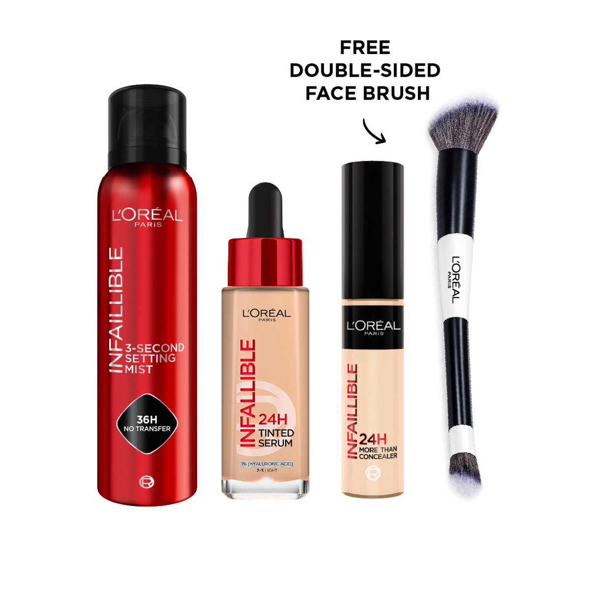 L'Oral Paris Infallible 24H Endurance Bundle + Free Brush At 25% Off
