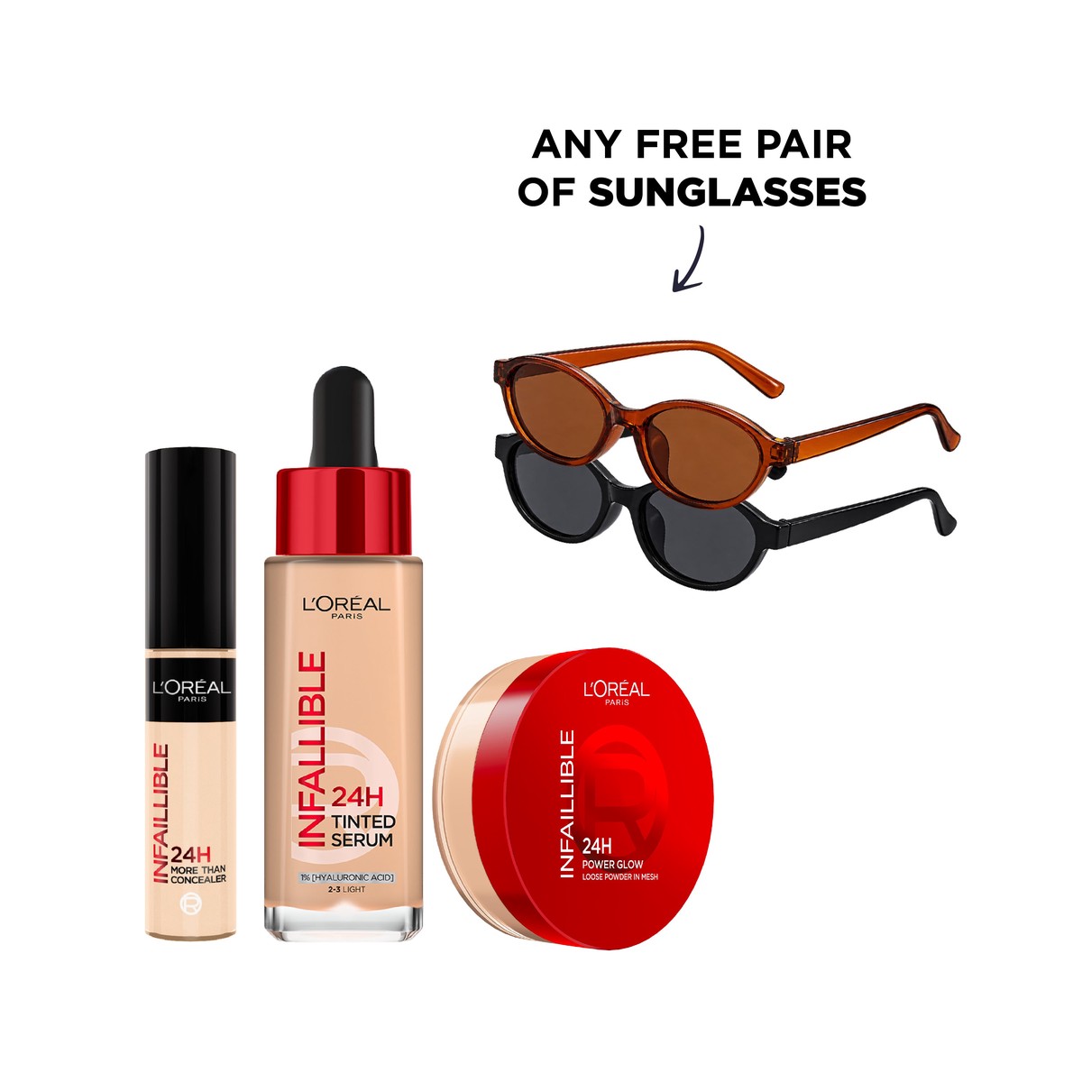 LOral Paris Infaillible Trio Bundle + Free Glasses At 25% Off