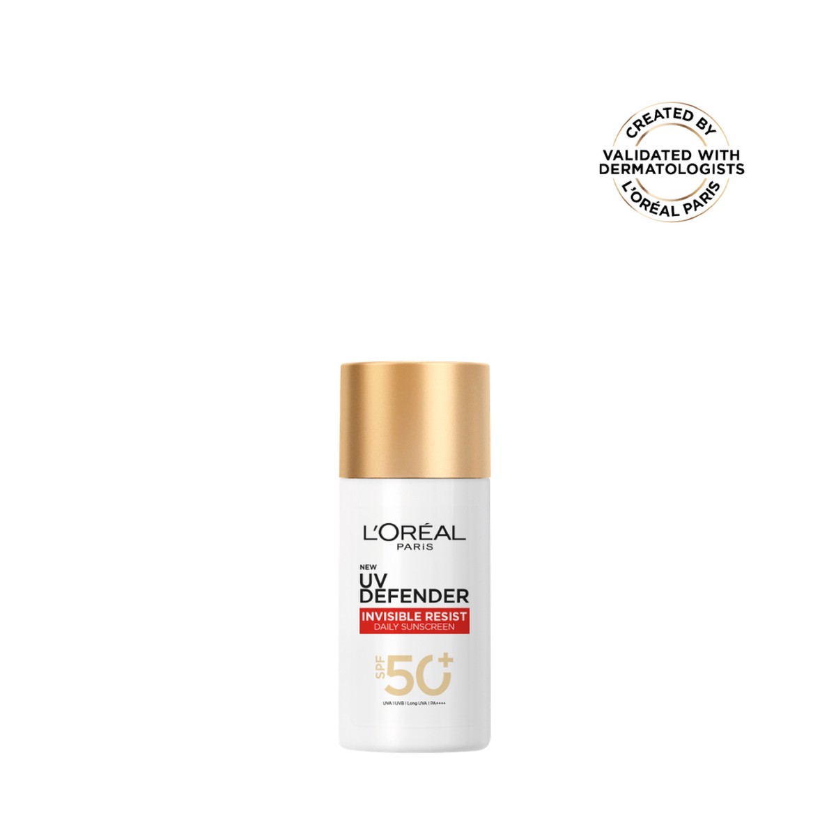 LOral Paris, UV Defender Invisible Resist, SPF50+ Daily Sunscreen, with Long UVA Protection, For All Skin Types, 50ml