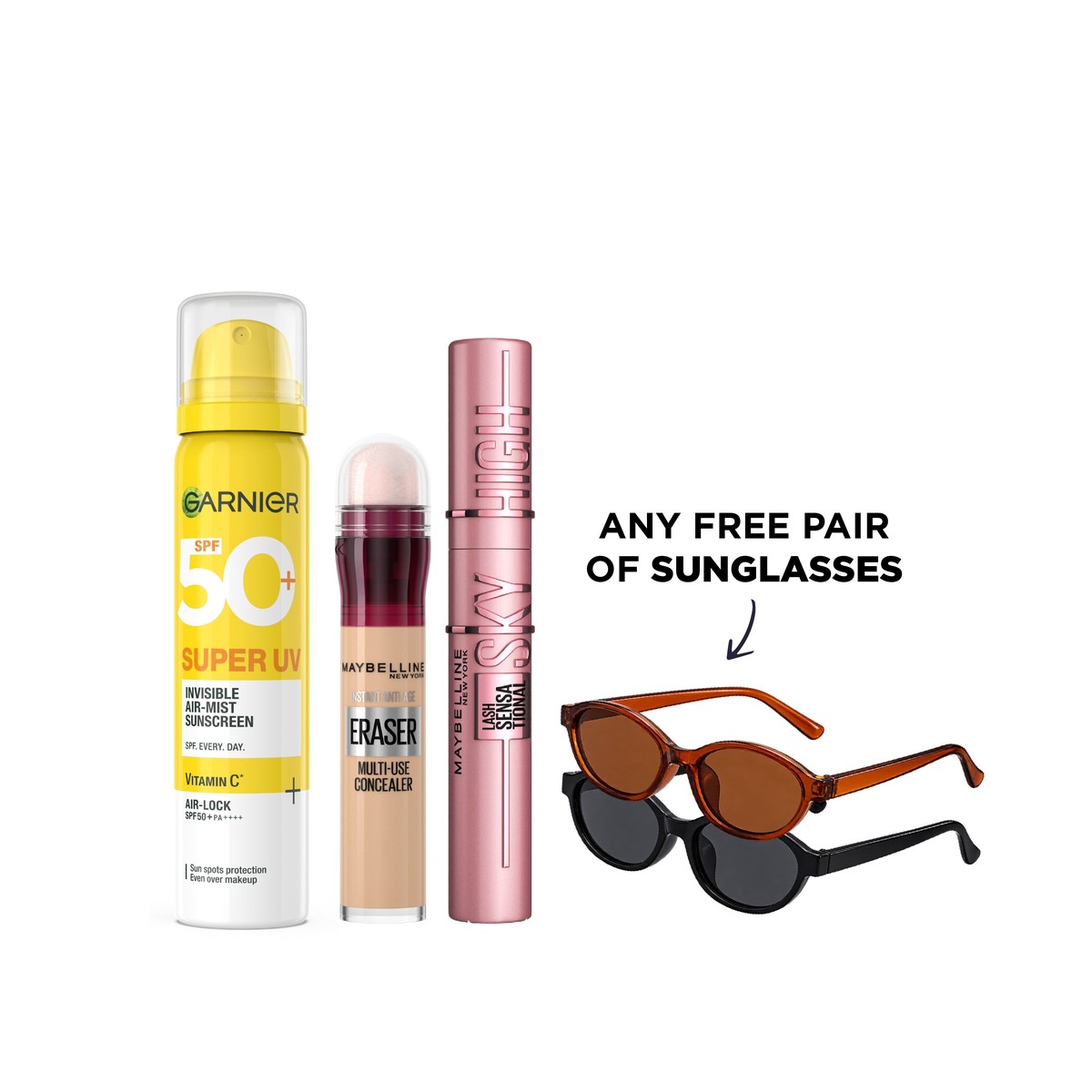 Maybelline x Garnier Multi-Use , Volumizing and Super UV Sunscreen Bundle At 20% Off