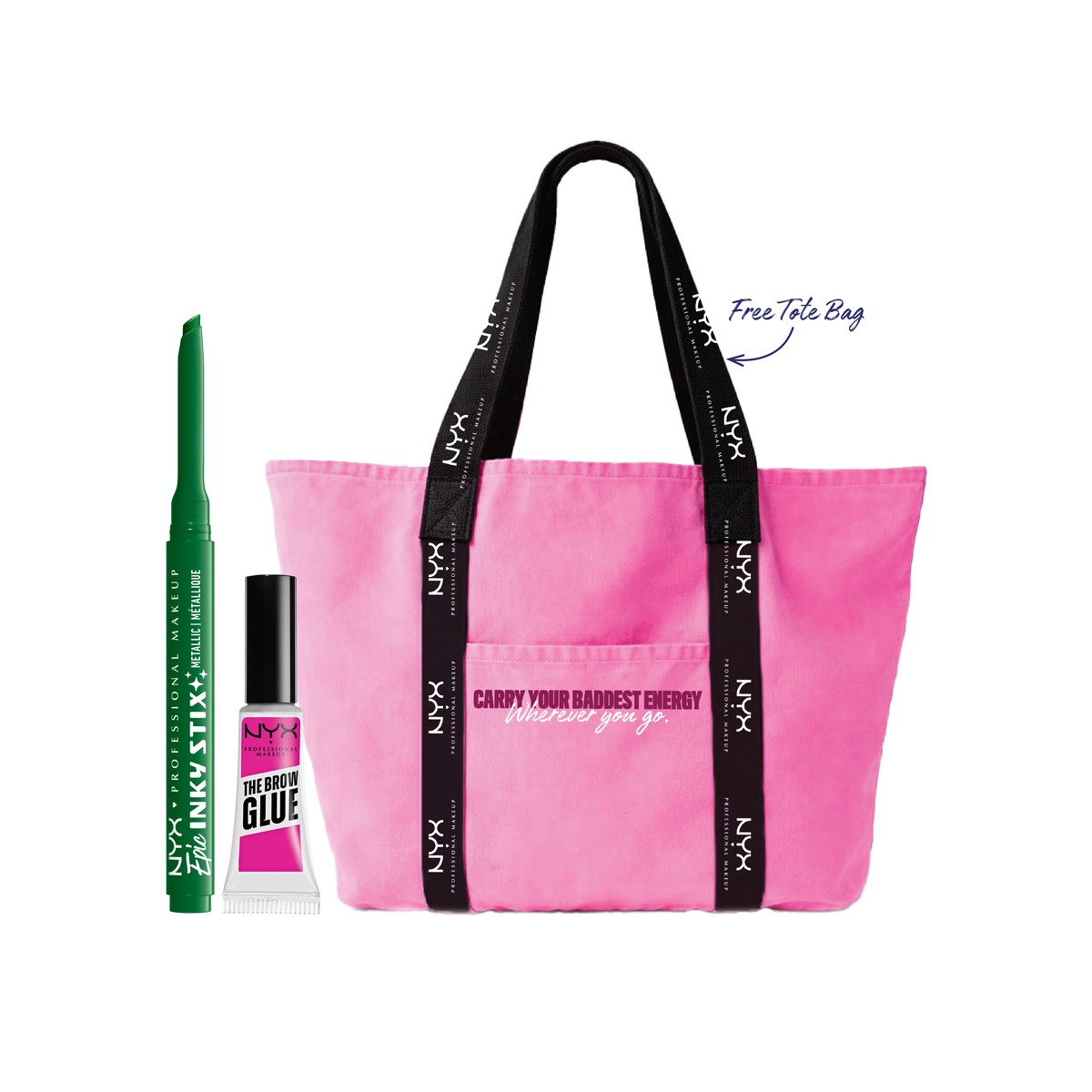 NYX Professional Makeup Epic Inky x The Brow Glue Bundle + Free Tote