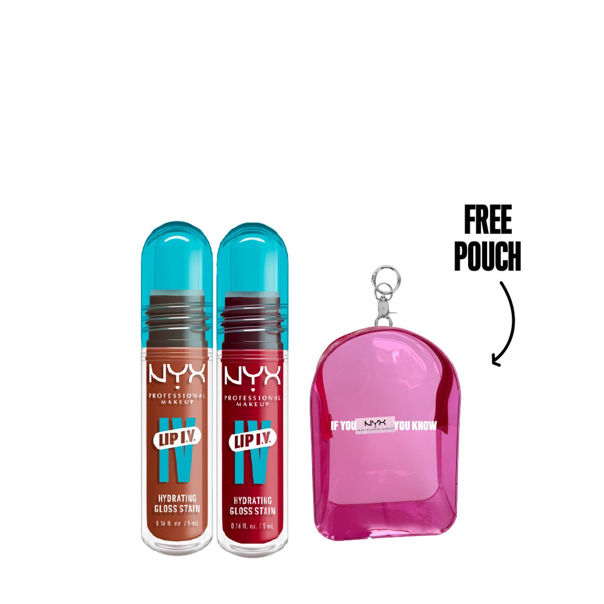 NYX Professional Makeup Lip IV Hydrating Gloss Duo Bundle + Free Charm