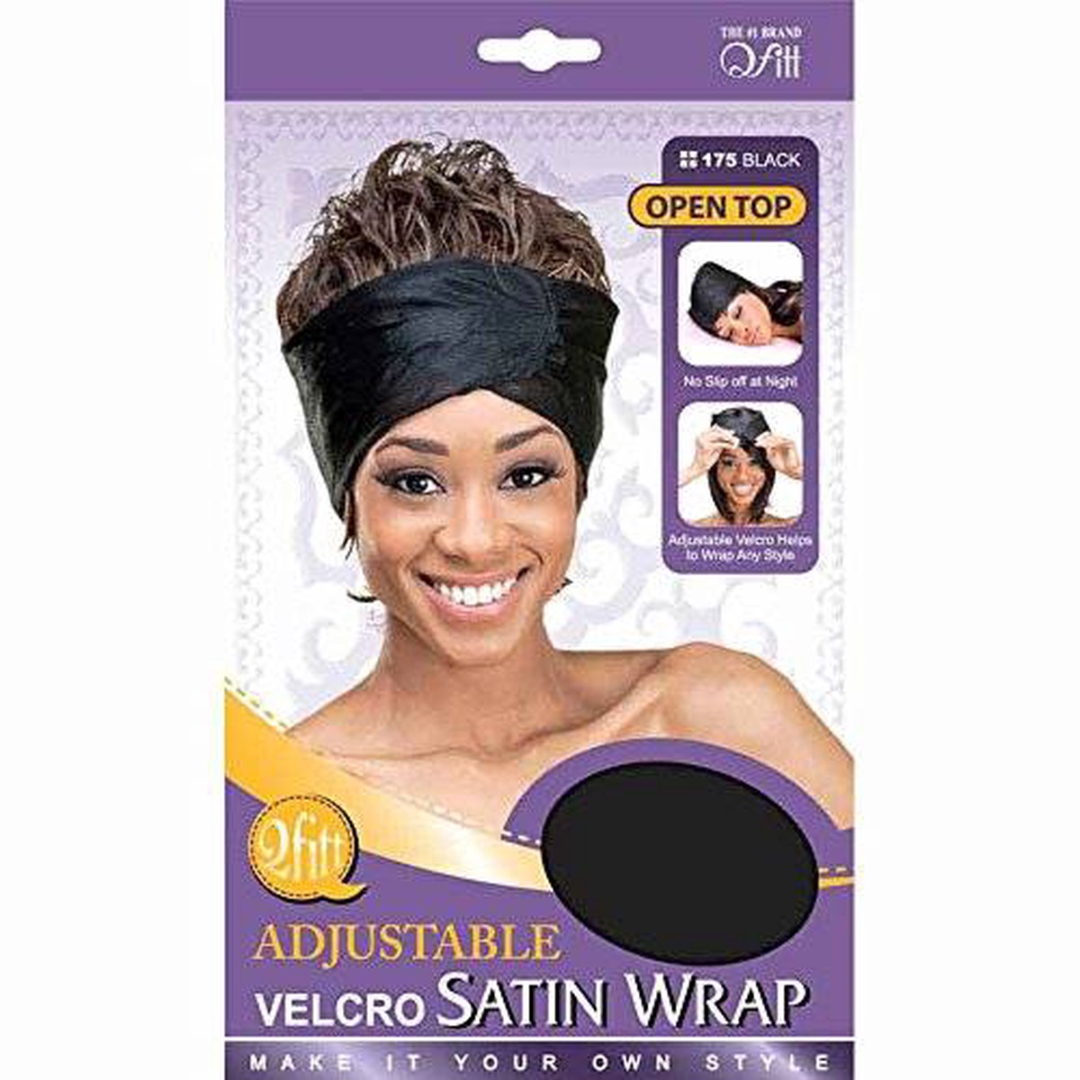 Adjustable Velcro Satin Open Wrap (Black) #175