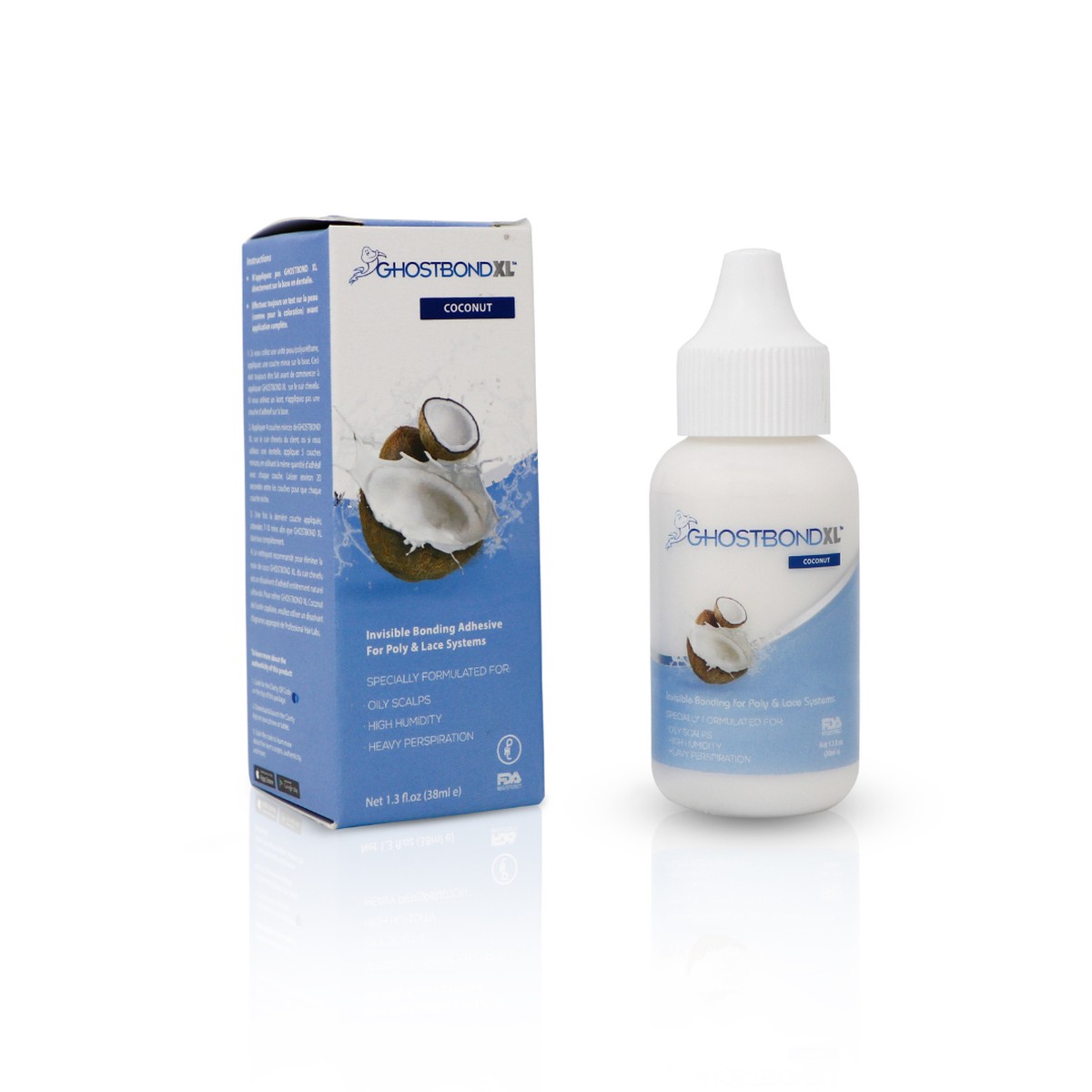GhostBONDTM XL Hair Replacement Adhesive - 1.3oz - Invisible Bonding Glue: Extra Moisture Control Coconut