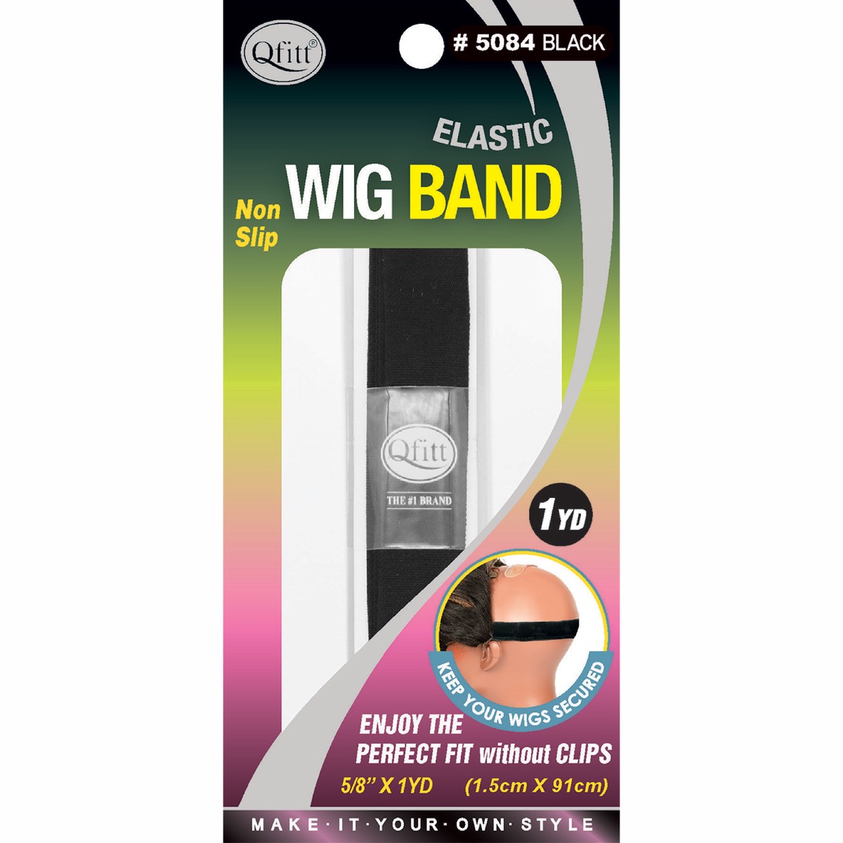 Qfitt Elastic Wig Band, Black 1 Yard