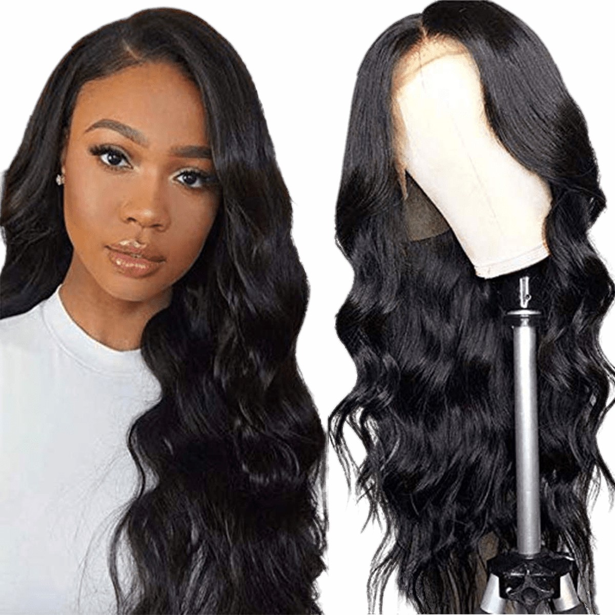 Rio Body Wave Human Hair Lace Front Wig Natural Black - Choose Size