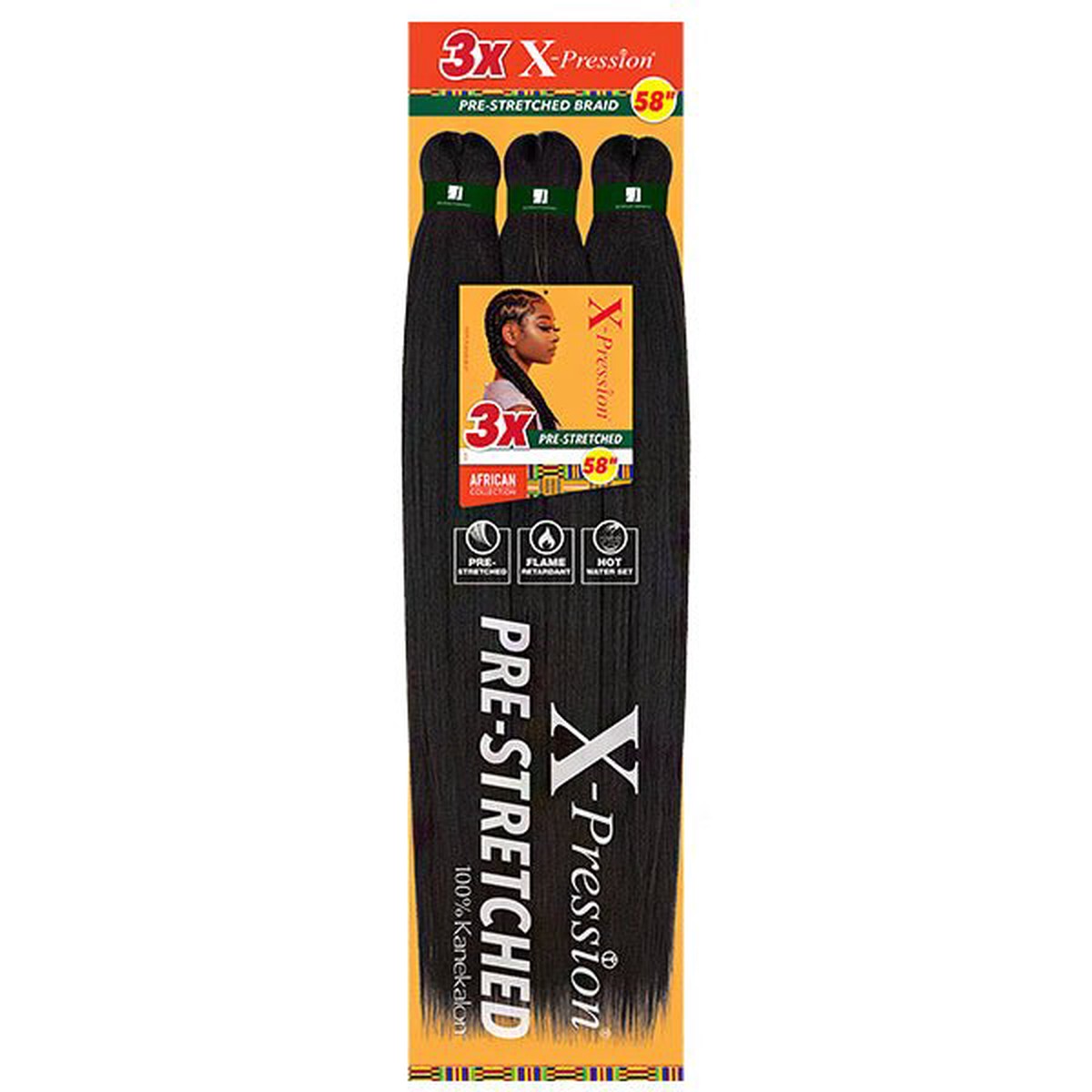 Sensationnel X-Pression 3X Pre-Stretched Braiding Hair 58" 1 Jet Black