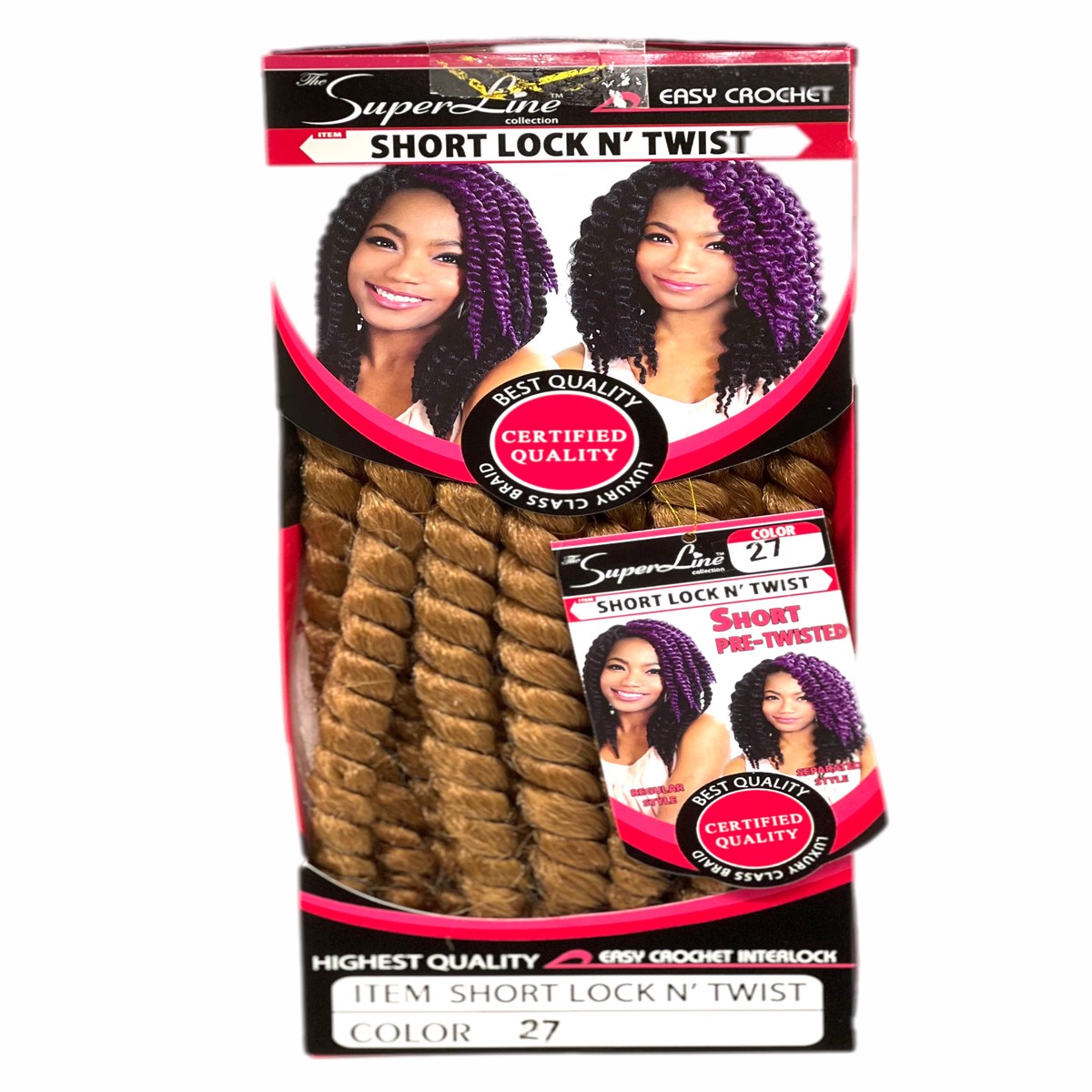 Superline Short Lock N' Twist Crochet Braiding Hair, Color 27