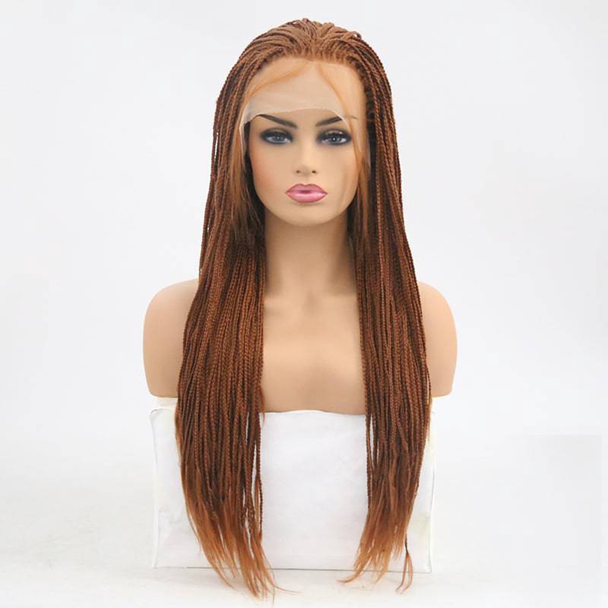 VIP Extensions Light Auburn Braided Synthetic Lace Front Wig, 24", Color 30