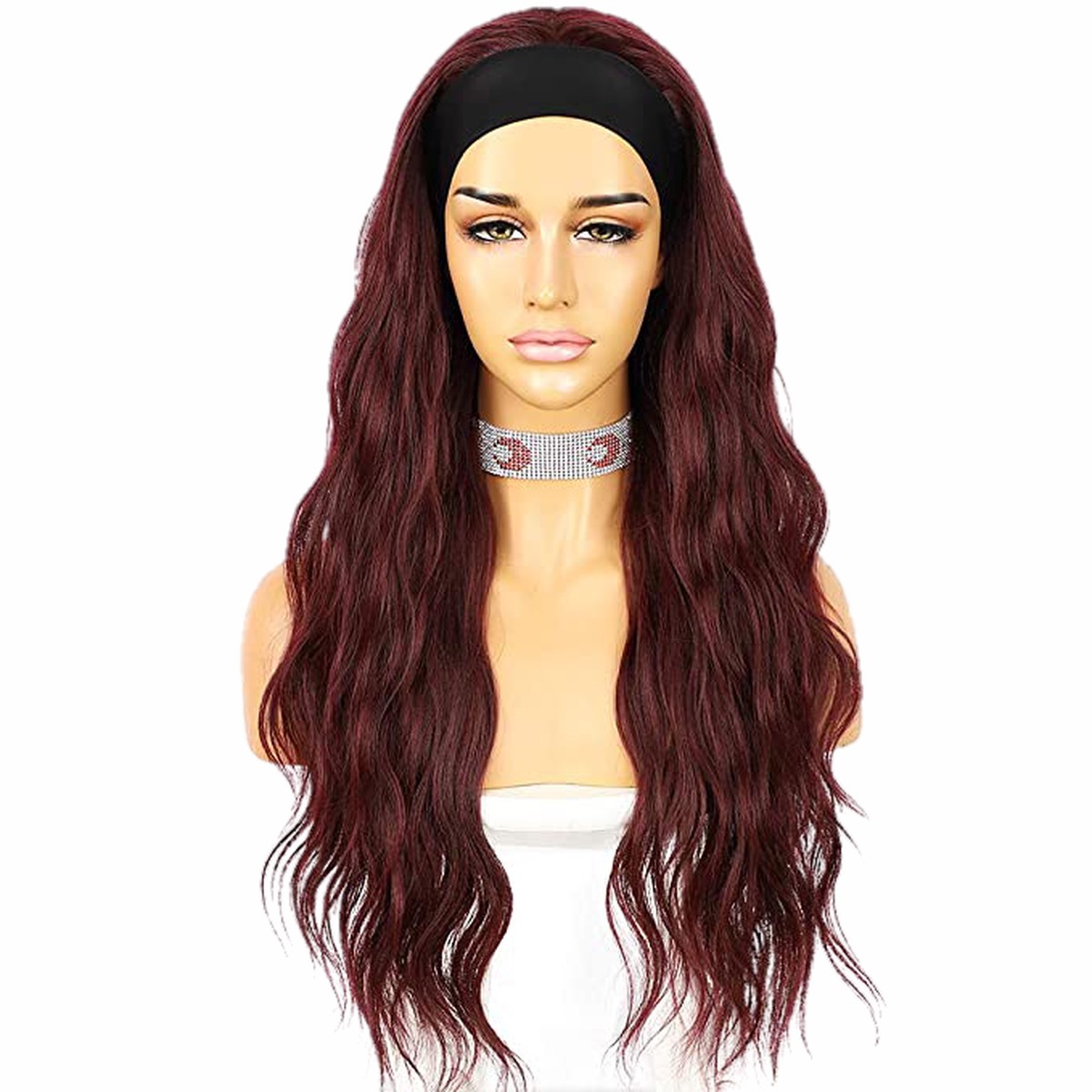 VIP Extensions Loose Body Wave Headband Wig, 26 in Burgundy