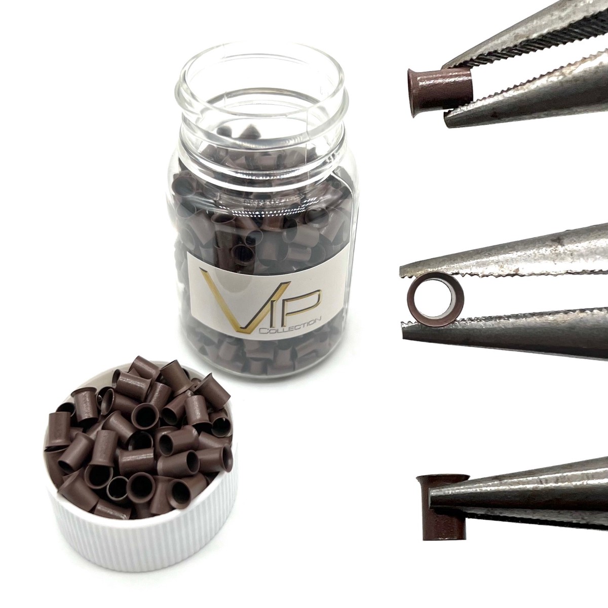 VIP Extensions Micro Rings Tube Copper #1 Black 500 Pcs Hair Extensions