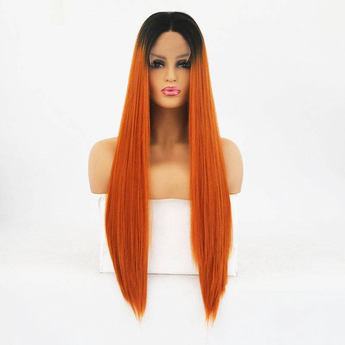 VIP Extensions Off Black to Copper Red Straight Synthetic Lace Front Wig, 24", Color T1B/350 (83)