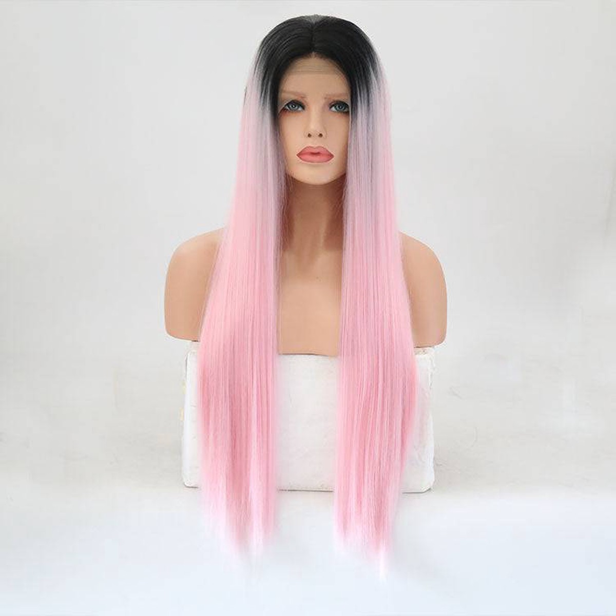VIP Extensions Off Black to Light Pink Straight Synthetic Lace Front Wig, 24", Color T1B/2317 (70)