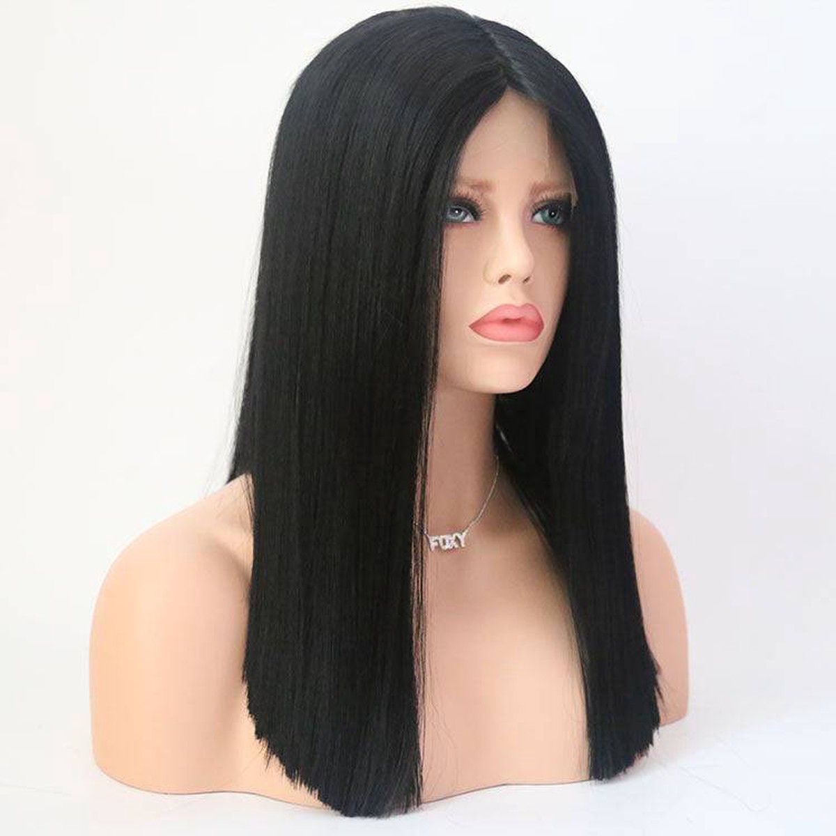 VIP Extensions Off Black Straight Synthetic Lace Front Wig, 18", Color 1B (49)