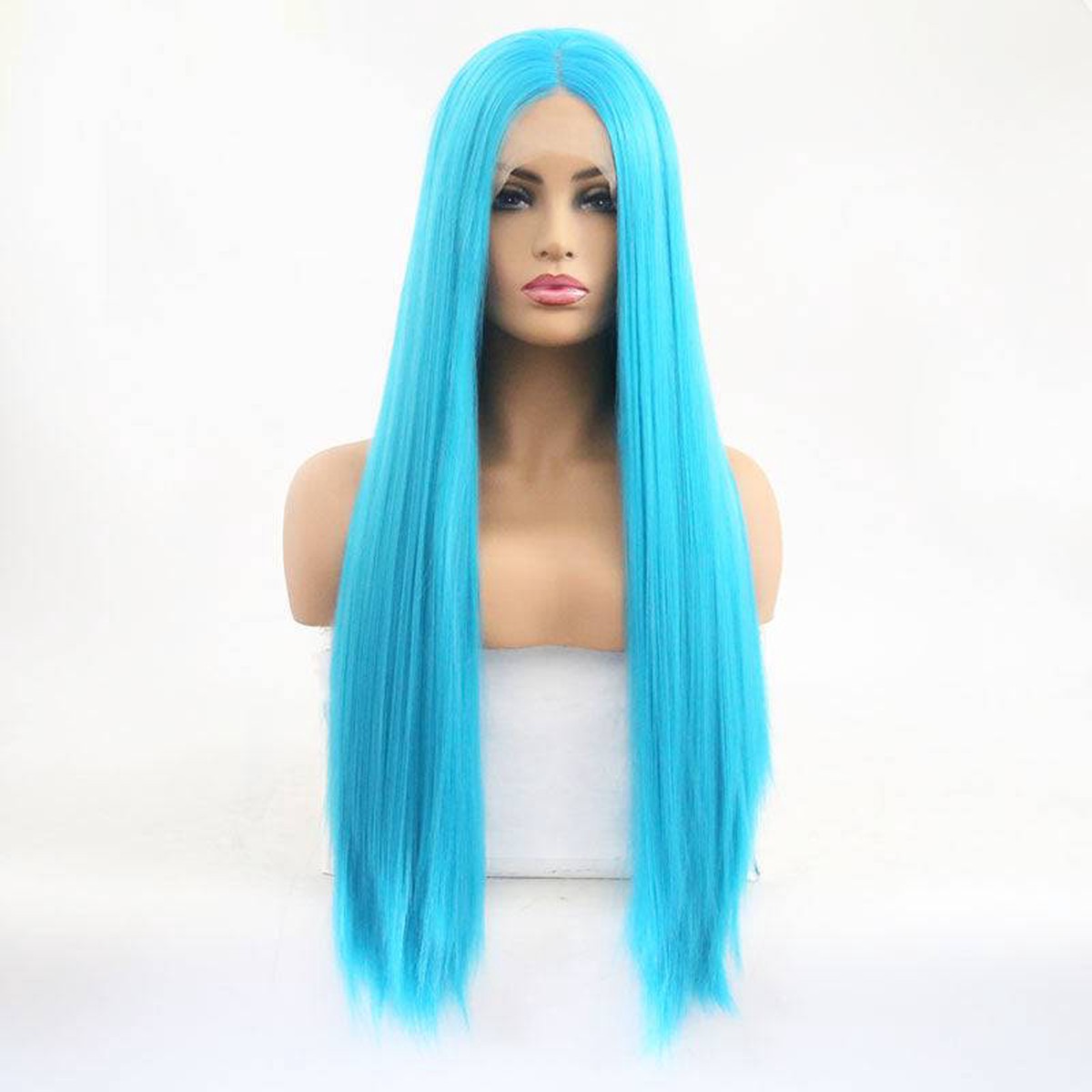 VIP Extensions Turquoise Blue Straight Synthetic Lace Front Wig, 24", Color 2512 (98)