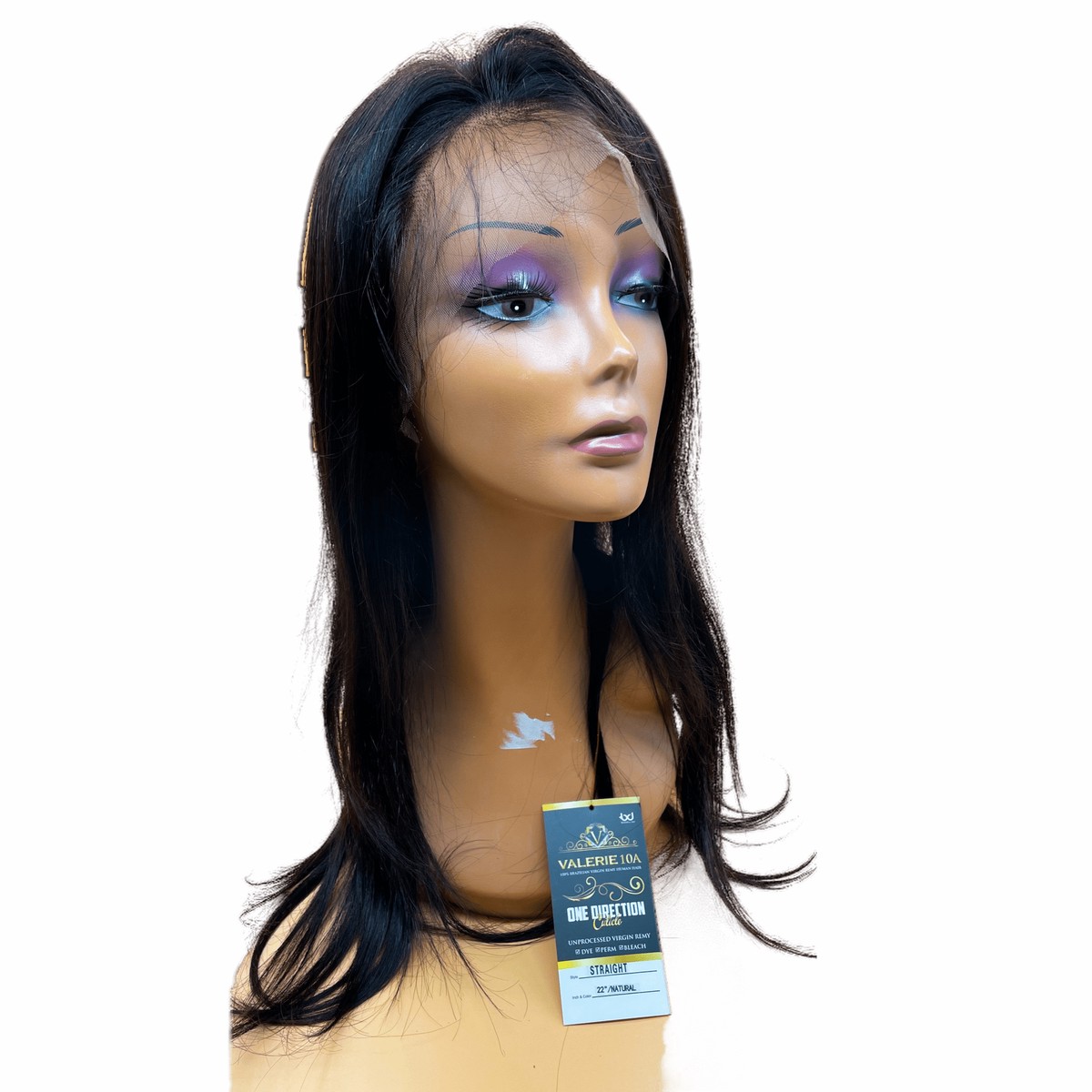 VIP Extensions Valerie 10A Off Black Straight Full Lace Wig, 22", One Direction Cuticle