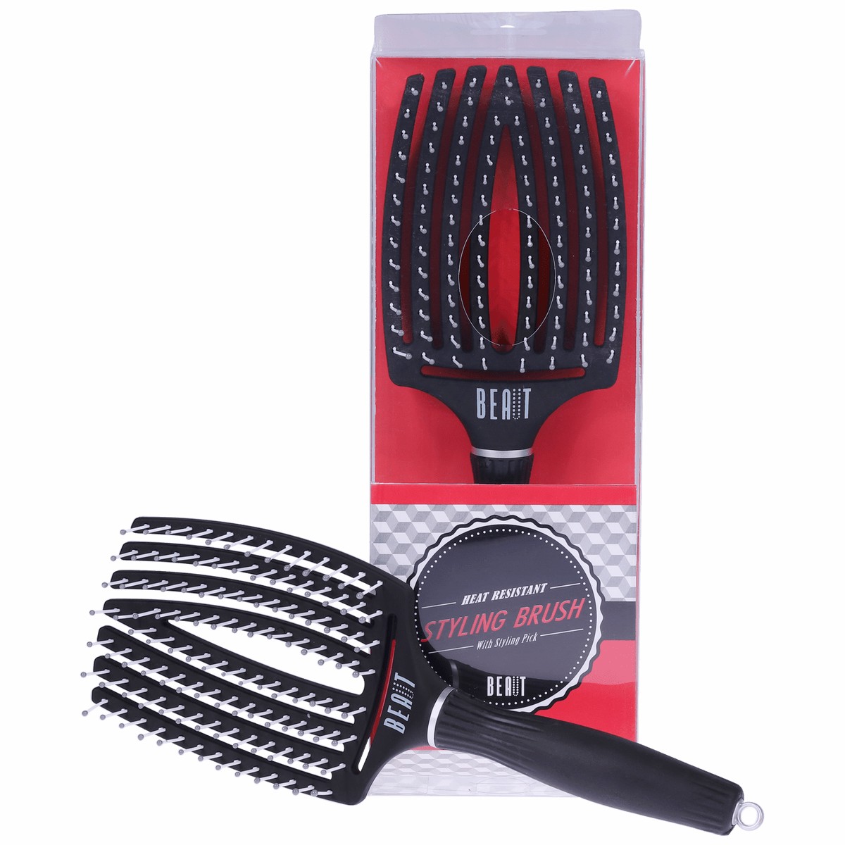 Beaut Heat Resistant Styling Brush with Styling Pick