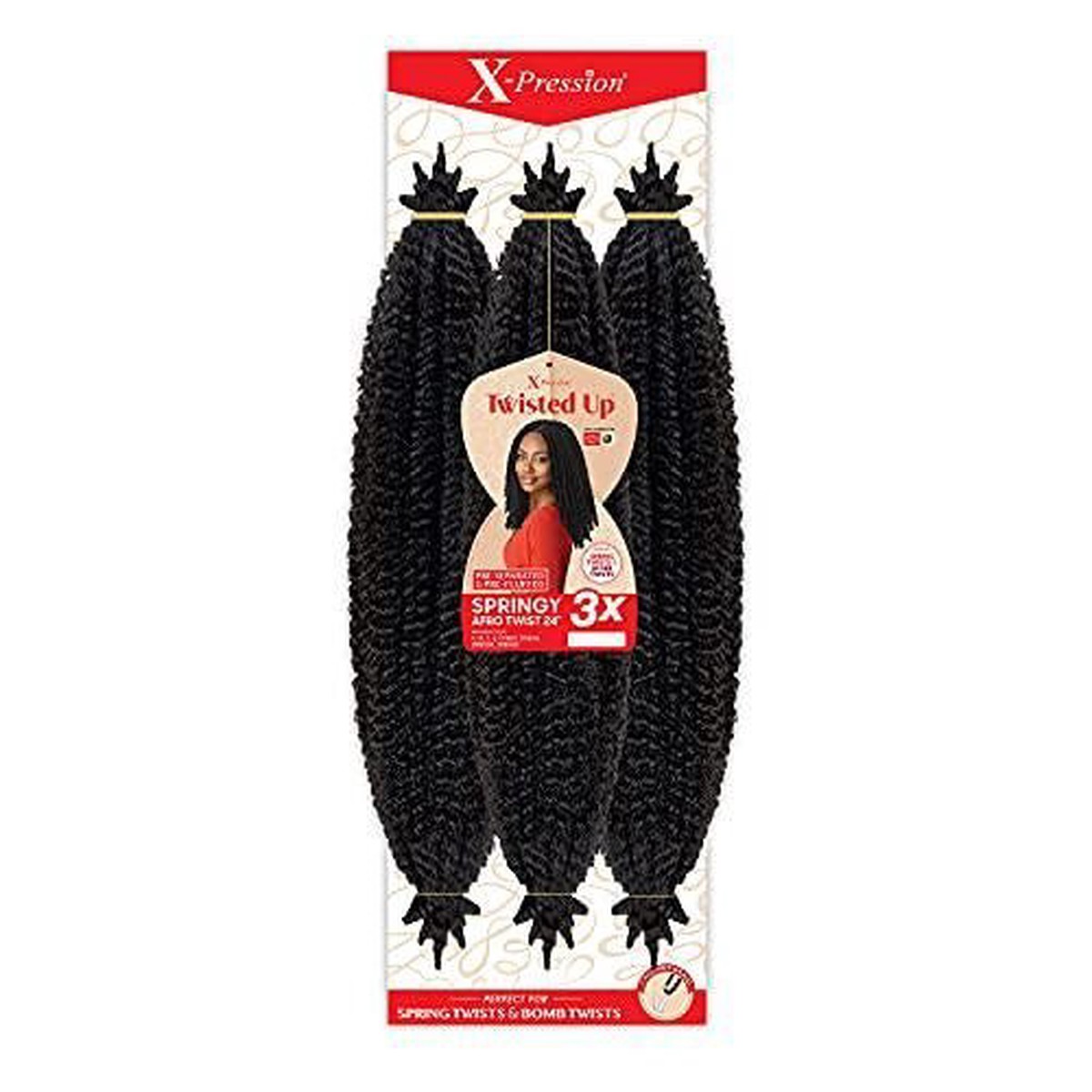 X-Pression Braid Outre Crochet Braids X-Pression Twisted Up 3X Springy Afro Twist 24Inch 2T1B/30k