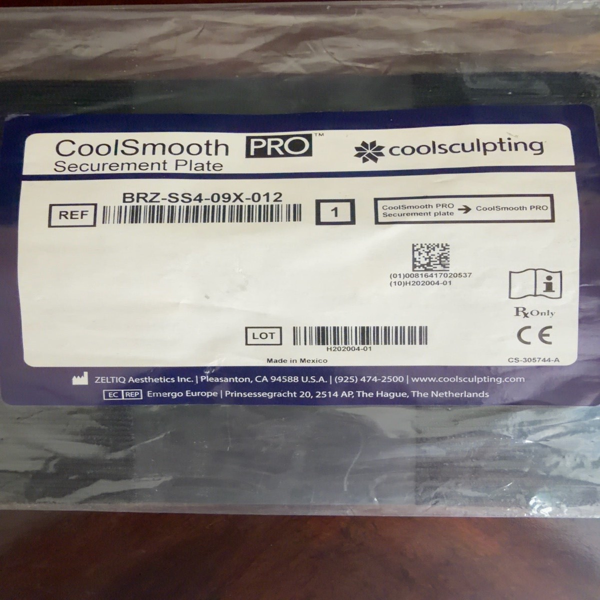 Zeltiq CoolSculpting CoolSmooth PRO Securement Plate BRZ-SS4-09X-012 Single