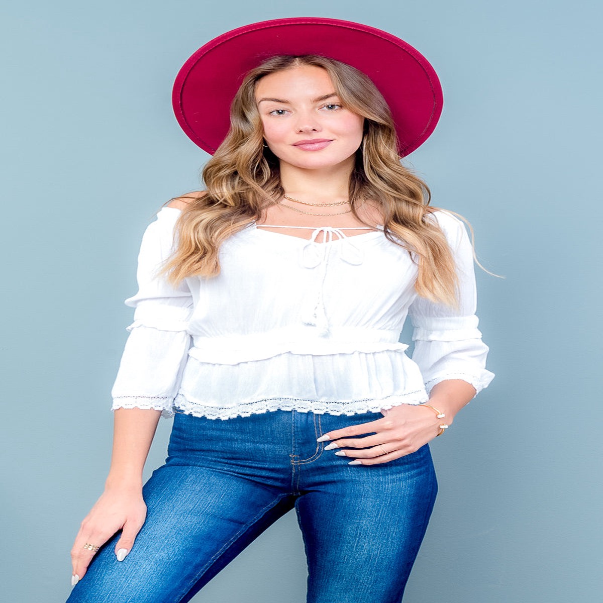White 3-4 Sleeve Top