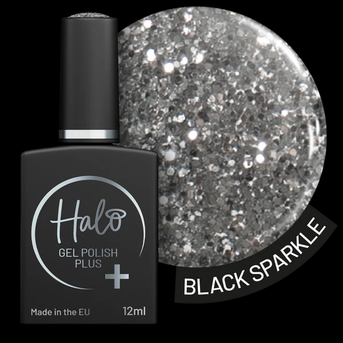Halo Gel Polish Plus Black Sparkle 12ml