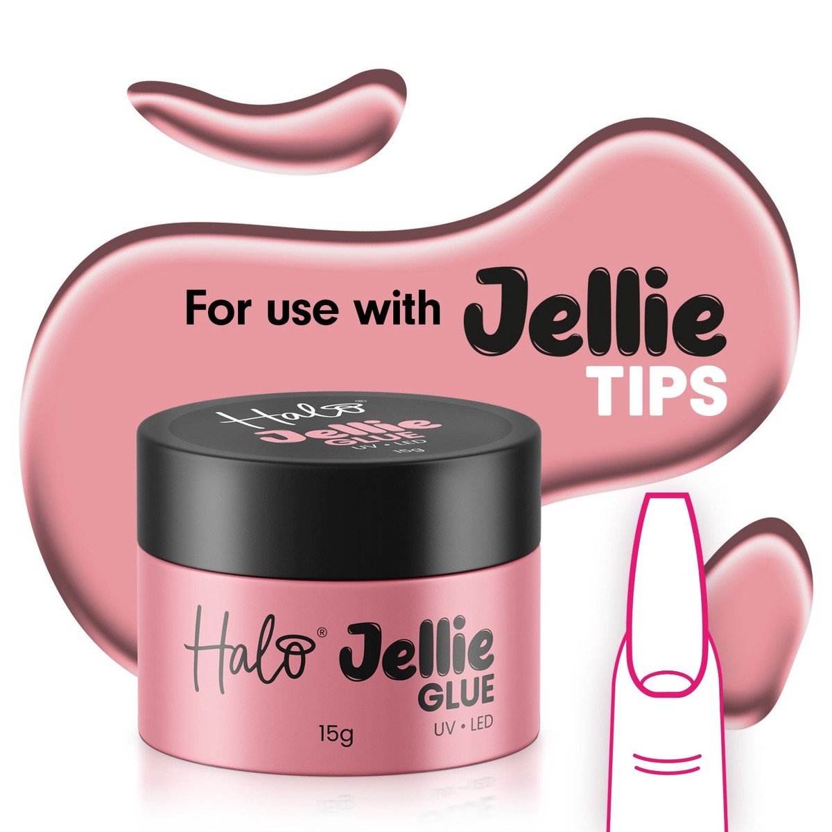 HALO JELLIE NAIL GLUE UV/LED 15grm pk 12
