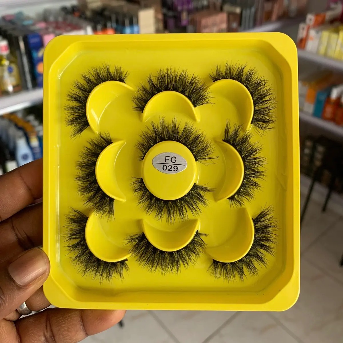 5 pairs fluffy strip eye lash FG029 yellow pack
