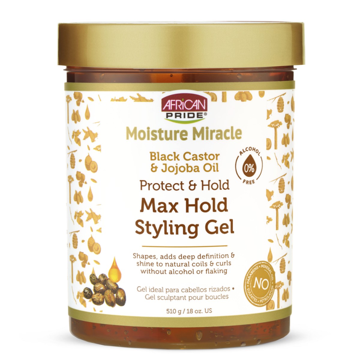 African Pride Moisture Miracle Black Castor & Jojoba Max Hold Styling Gel 18oz