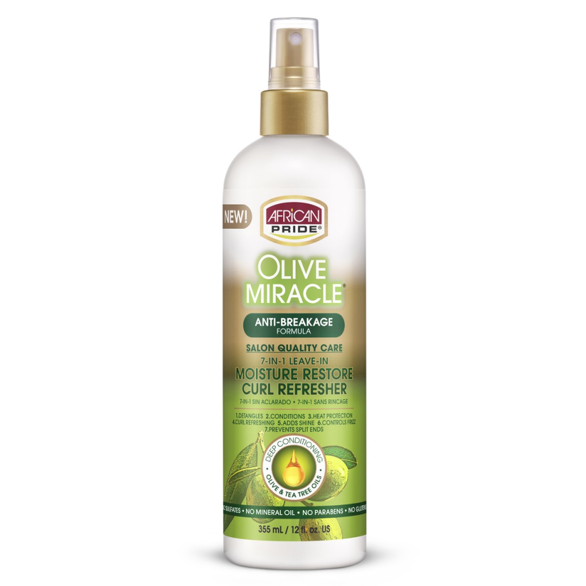 African Pride Olive Miracle Moisture Restore Curl Refresher 12oz