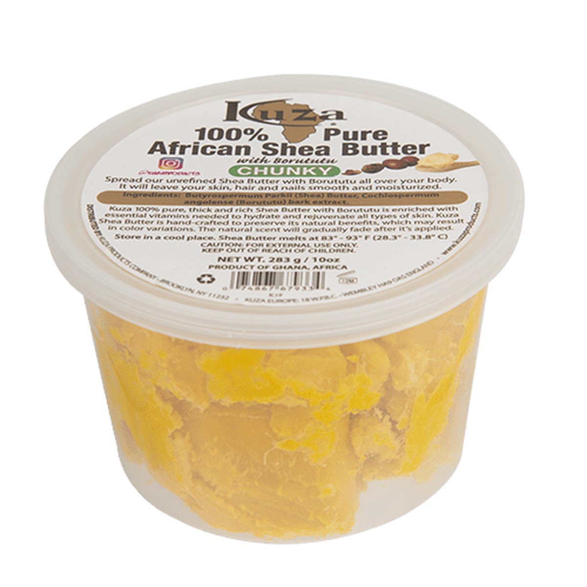 Kuza 100% Pure African Shea Butter Chunky - Deeply Moisturises & Nourishes for Hair & Skin 283g/9.98 oz